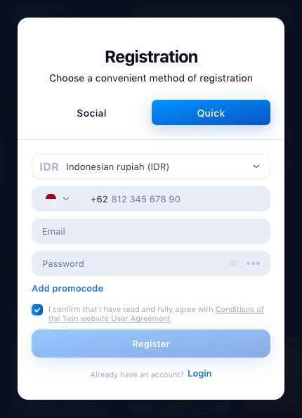 Регистрация в казино